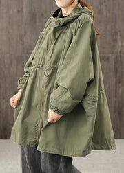 Modern hooded zippered clothes For Women Shape army green Coats Outwear - SooLinen