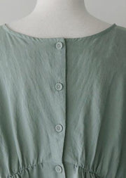 Modern o neck baggy Cotton quilting clothes Shirts light green Dress - SooLinen