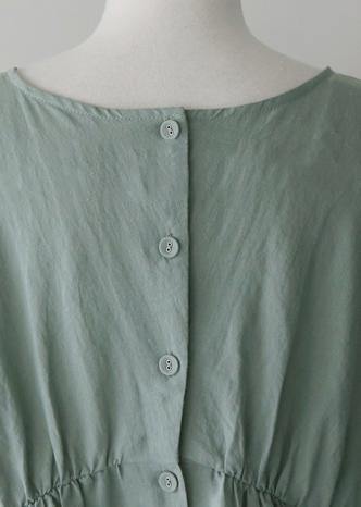 Modern o neck baggy Cotton quilting clothes Shirts light green Dress - SooLinen