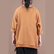 Modern o neck fall shirts Work Outfits brown shirt - SooLinen