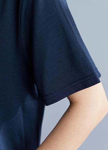 Modern short sleeve cotton dresses Tutorials blue patchwork Robe Dress summer - SooLinen
