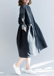 Modern striped collar fine box coat black daily outwears fall - SooLinen