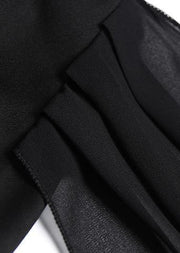 Modern v neck patchwork Cotton dress Catwalk black Dresses summer - SooLinen