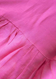 Modern v neck Cinched linen dresses Neckline rose Dress summer - SooLinen