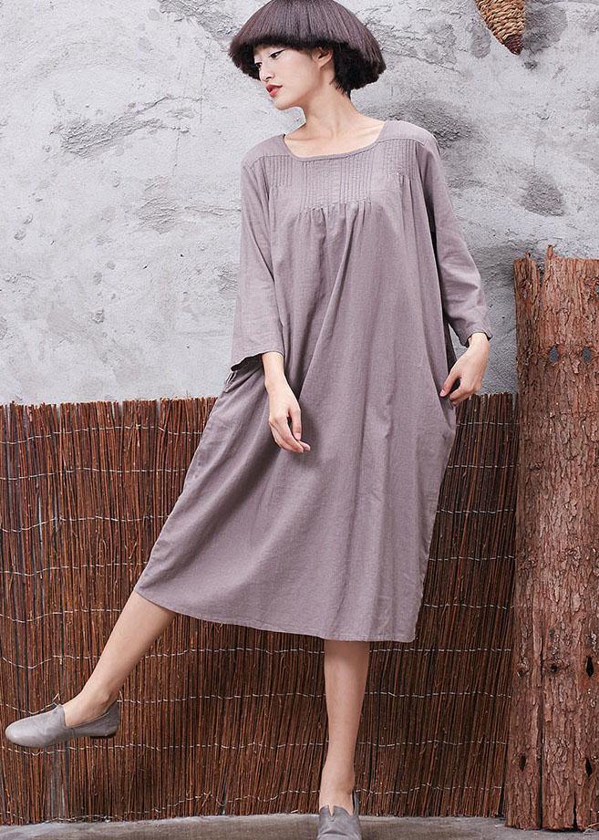 Modern Cinched linen cotton clothes For Women Shirts khaki Dress summer - SooLinen