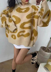 Modern Yellow Loose Nail bead Sequins Fall Knit Sweaters