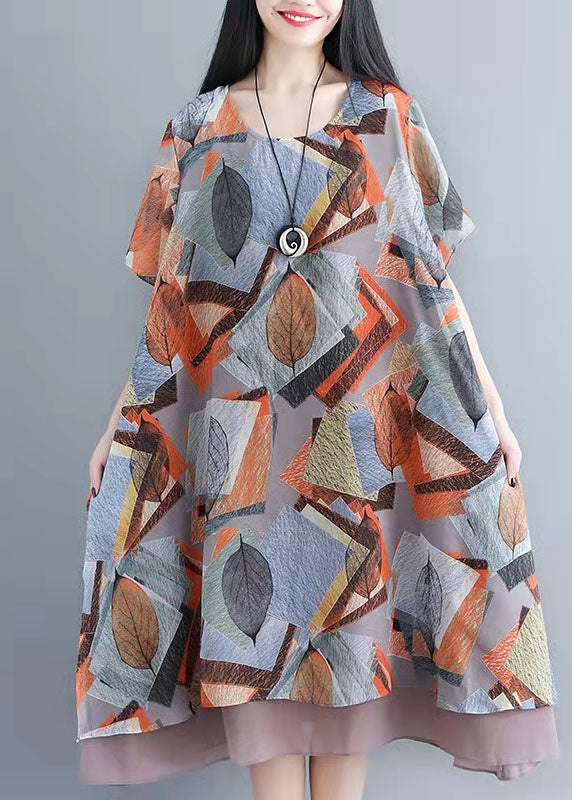 Moderne O-Neck-Patchwork-Leinen-Baumwoll-Oberteile drucken kurze Sommerhemden