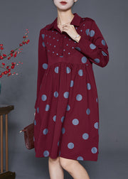 Mulberry Dot Print Cotton Maxi Dress Peter Pan Collar Spring