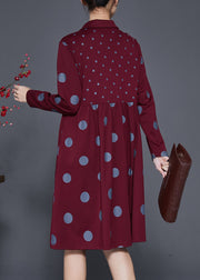 Mulberry Dot Print Cotton Maxi Dress Peter Pan Collar Spring
