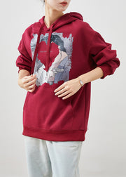 Mulberry Print Cotton Sweatshirt Hooded Pockets Fall