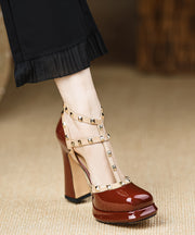 Mulberry Sandals Chunky Sheepskin Fashion Splicing Rivet