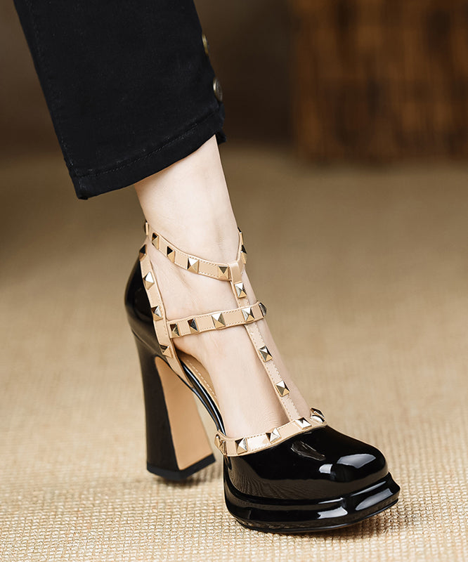 Mulberry Sandals Chunky Sheepskin Fashion Splicing Rivet