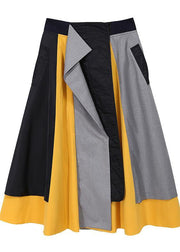 Multicolor Patchwork A-Line Elegant Long Skirt - SooLinen