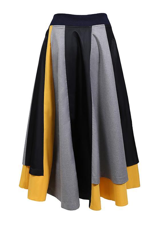 Multicolor Patchwork A-Line Elegant Long Skirt - SooLinen