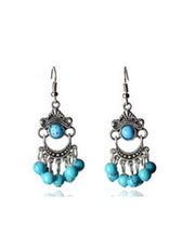 National Style Fine Turquoise Silver Drop Earrings