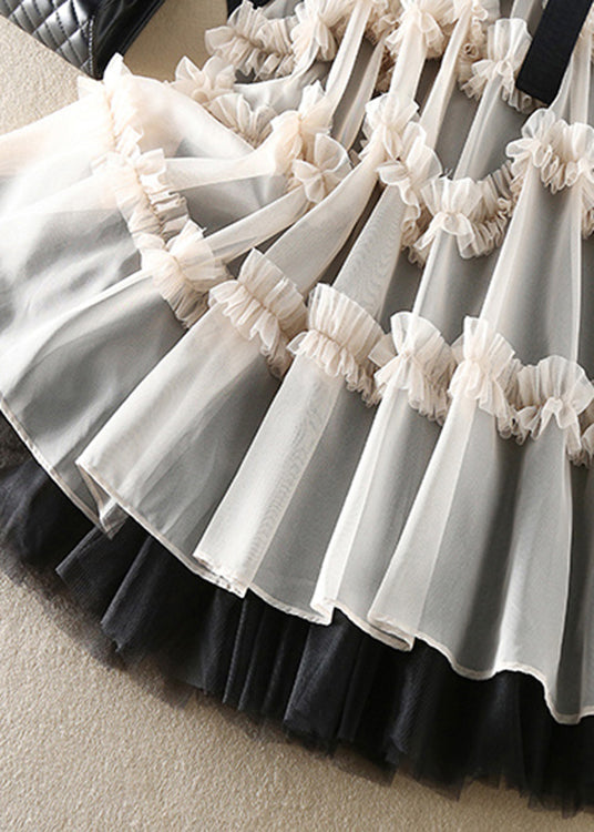 Natural Beige Asymmetrical Patchwork Tulle Skirts Spring