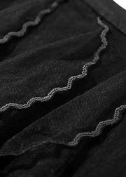 Natural Black High Waist Ruffled Patchwork Tulle Skirts Spring