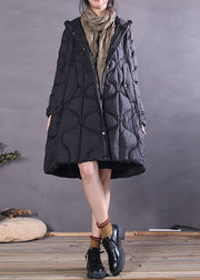 Natural Black Hooded Loose Duck Down Winter down coat