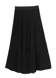 Natural Black Tulle Patchwork Out Summer Pleated Skirts - SooLinen