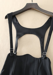 Natürliches schwarzes Seidenkleid mit Reißverschlusstaschen, ärmellos