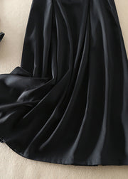 Natürliches schwarzes Seidenkleid mit Reißverschlusstaschen, ärmellos