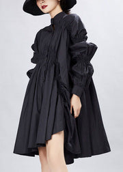 Natural Black lantern sleeve Asymmetrical Holiday Dresses