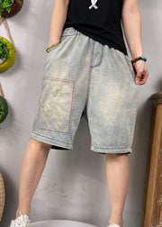 Natural Blue Embroidered denim shorts Summer