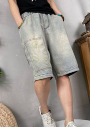 Natural Blue Embroidered denim shorts Summer