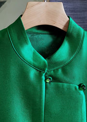 Natural Green Stand Collar Patchwork Silk Vest Spring