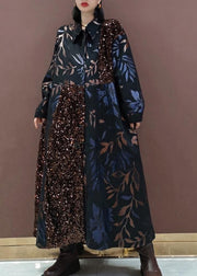 Natural Lapel Patchwork Spring Clothes Fashion Ideas Black Sequined Maxi Dress - SooLinen