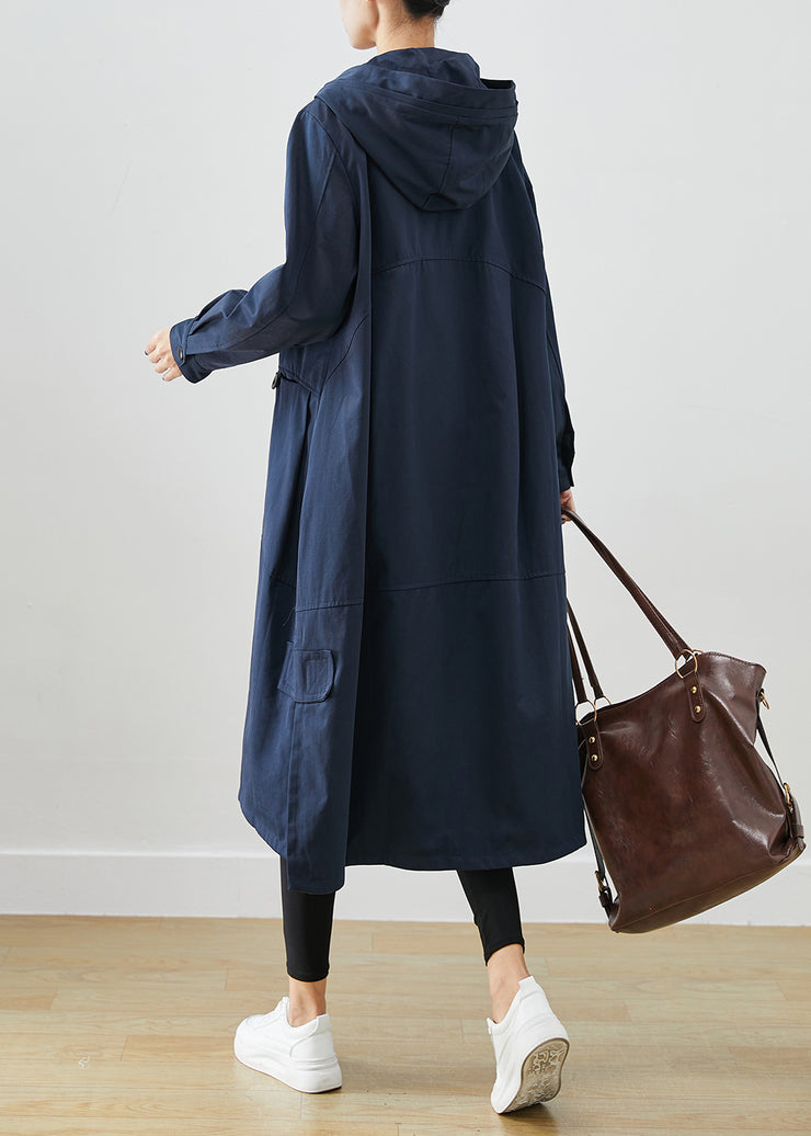 Natural Navy Oversized Pockets Cotton Trench Fall