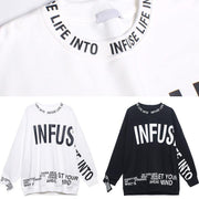 Natural O Neck Spring Clothes For Women Fashion Ideas Black Letter Shirt - SooLinen