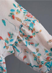 Natural Plant flowers prints cotton linen Long Shirts Gifts low high design summer tops - SooLinen