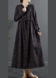 Natural V Neck Clothes For Women Fashion Ideas Navy Print Maxi Dresses - SooLinen