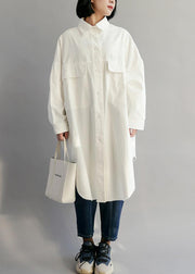 Natural White Cotton Clothes Big Pockets shift Shirt Dress - SooLinen