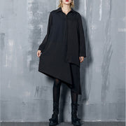Natural asymmetric Cotton dresses plus size Inspiration black Dress