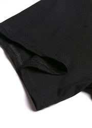 Natural asymmetric hem cotton printsclothes Inspiration black summer Art Dress - SooLinen