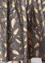 Natural big hem cotton high neck clothes Runway gray prints loose Dress - SooLinen