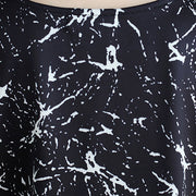 Natürliches schwarzes bedrucktes Baumwollkleid 2019 Form seitlich offenes Baggy-Kleid