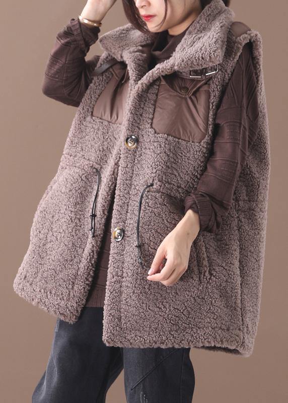 Natural chocolate Plus Size maxi coat Fashion Ideas drawstring sleeveless women coats - SooLinen