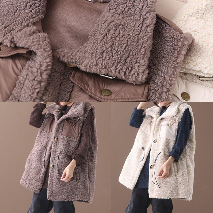 Natural chocolate Plus Size maxi coat Fashion Ideas drawstring sleeveless women coats - SooLinen