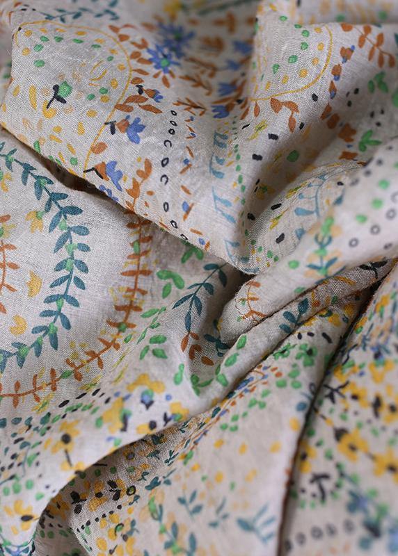 Natural floral cotton clothes Spaghetti Strap Robe summer Dress - SooLinen