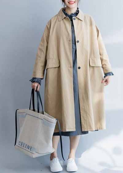 Natural lapel pockets Fashion clothes khaki Art coats fall - SooLinen