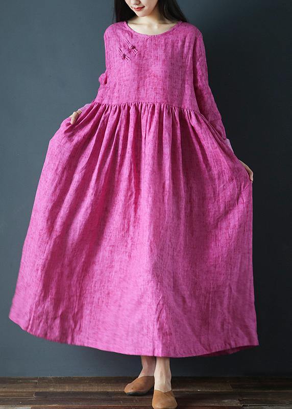 Natural o neck Cinched fall tunic dressRunway purple A Line Dress - SooLinen