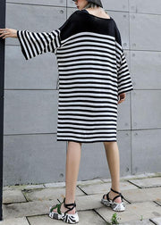 Natural patchwork Cotton quilting dresses Work striped Dress summer - SooLinen