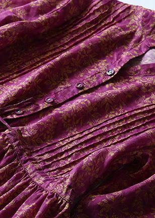 Natural v neck linen tie waist Wardrobes Shirts purple Dress - SooLinen