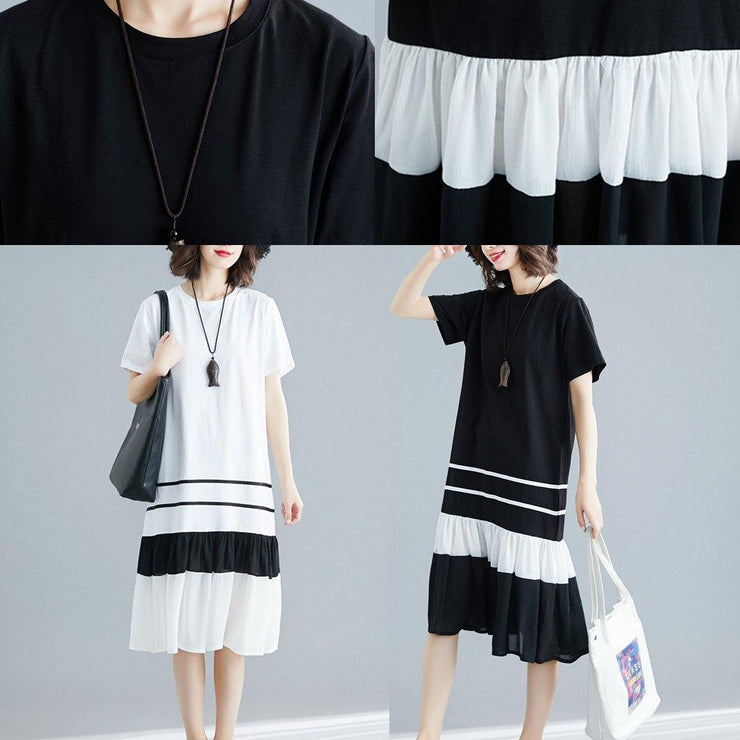 Natural white blended tunic dress patchwork loose summer Dress - SooLinen