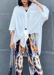 Natural white cotton clothes For Women wild short summer shirts - SooLinen