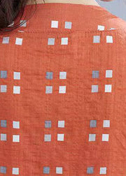 Natürliche O-Neck Rüschen Crane Tops Design Orange Bluse