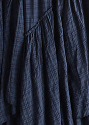 Navy Print Patchwork Elastic Waist Skirt Spring